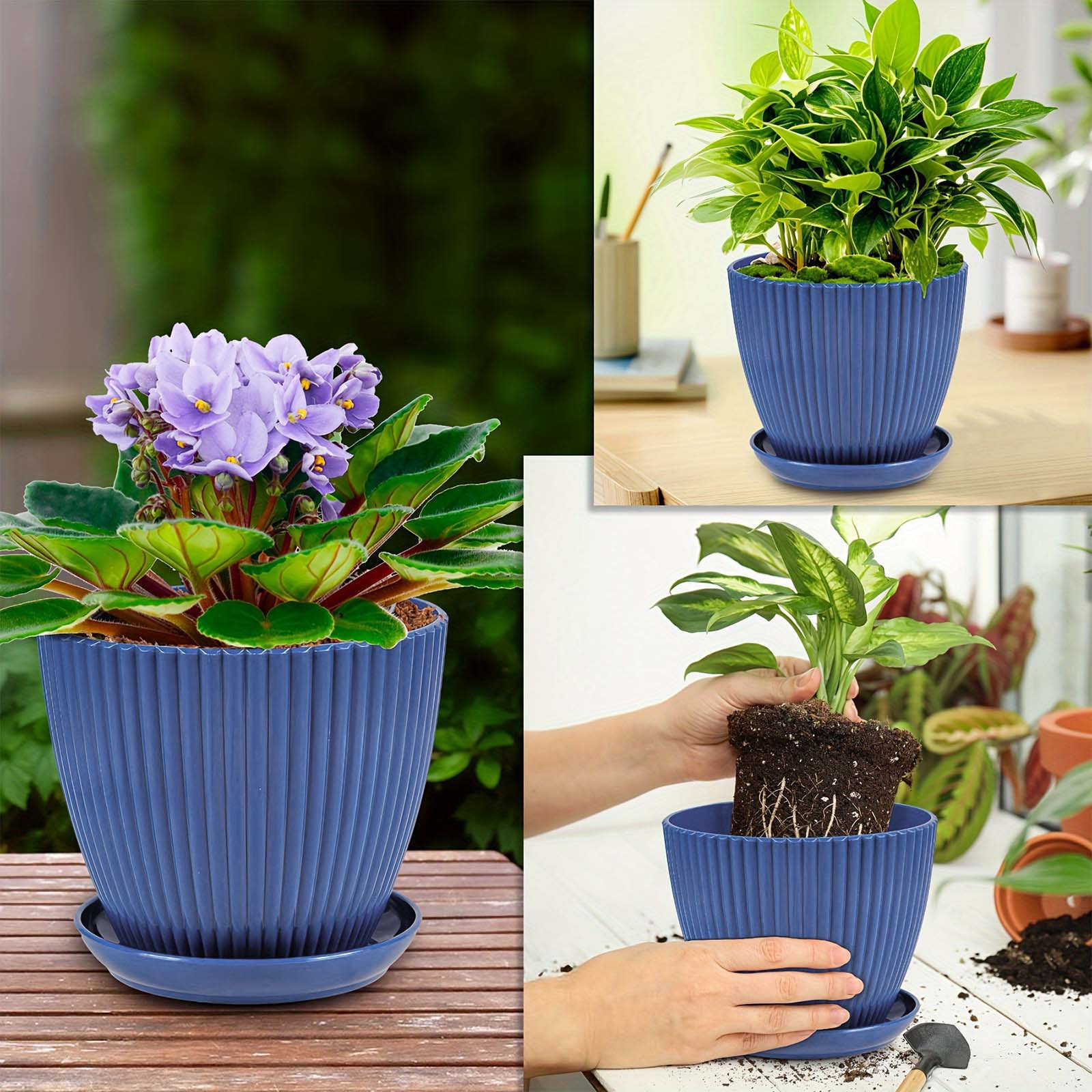 Aloe Vera Pot - Vertical Striped Thickened Plant Pot Non-Ceramic