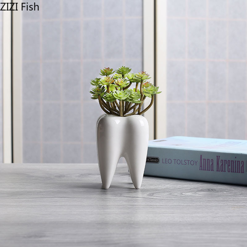 Tooth Shaped Ceramic Flower Po - Echeveria Succulent ulasan dan harga