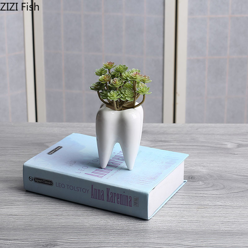 Tooth Shaped Ceramic Flower Po - Echeveria Succulent ulasan dan harga