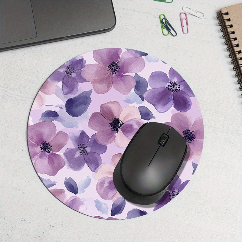 1pc Purple Floral Round Mouse  - Tradescantia Purple ulasan dan harga