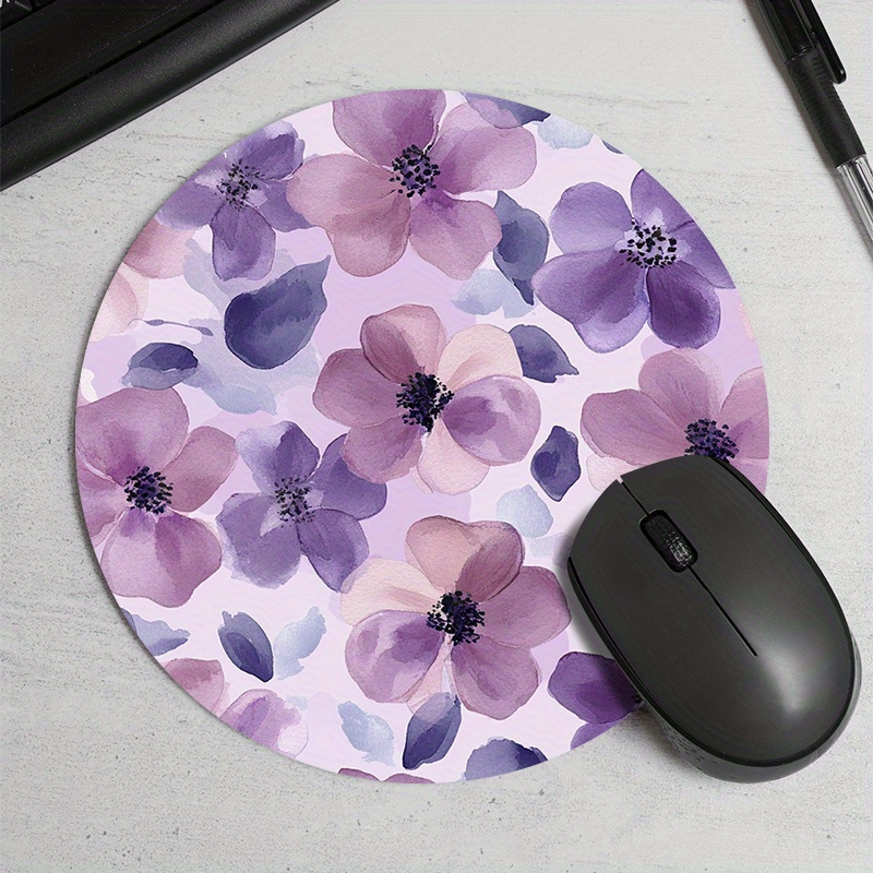 1pc Purple Floral Round Mouse  - Tradescantia Purple ulasan dan harga