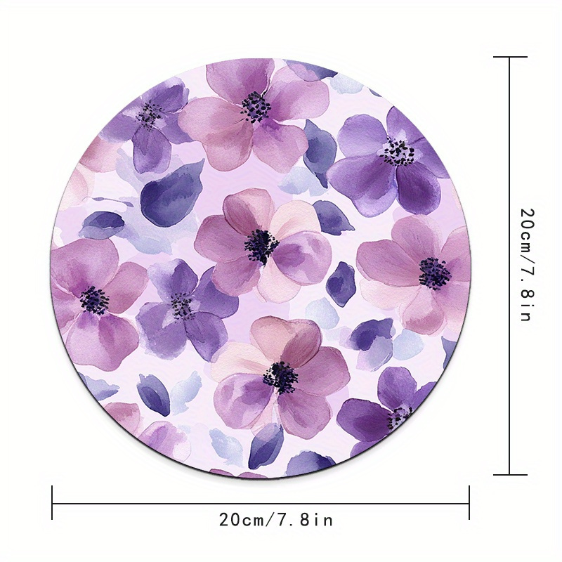 1pc Purple Floral Round Mouse  - Tradescantia Purple ulasan dan harga