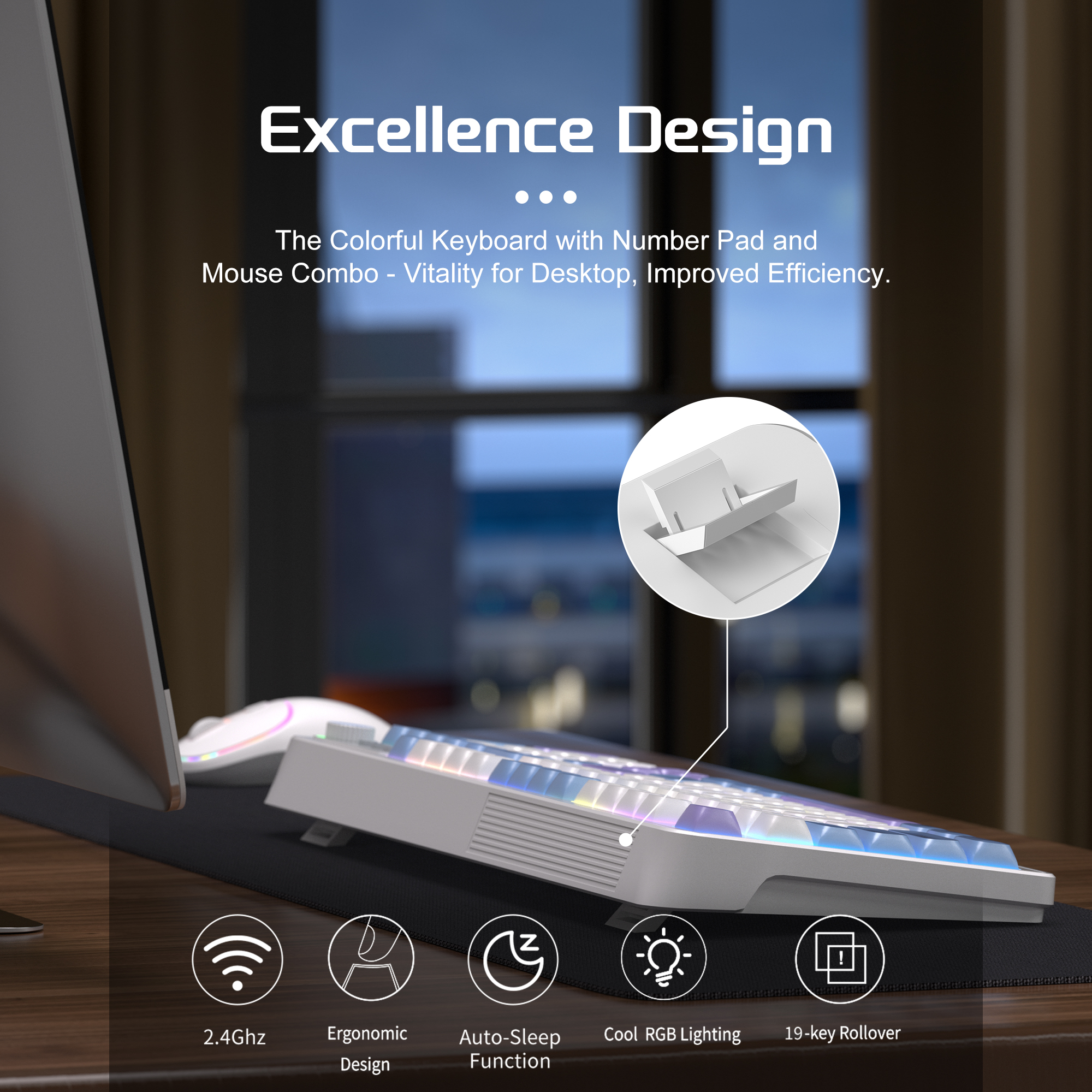 MageGee Wireless Gaming Keyboa - Tradescantia Purple ulasan dan harga