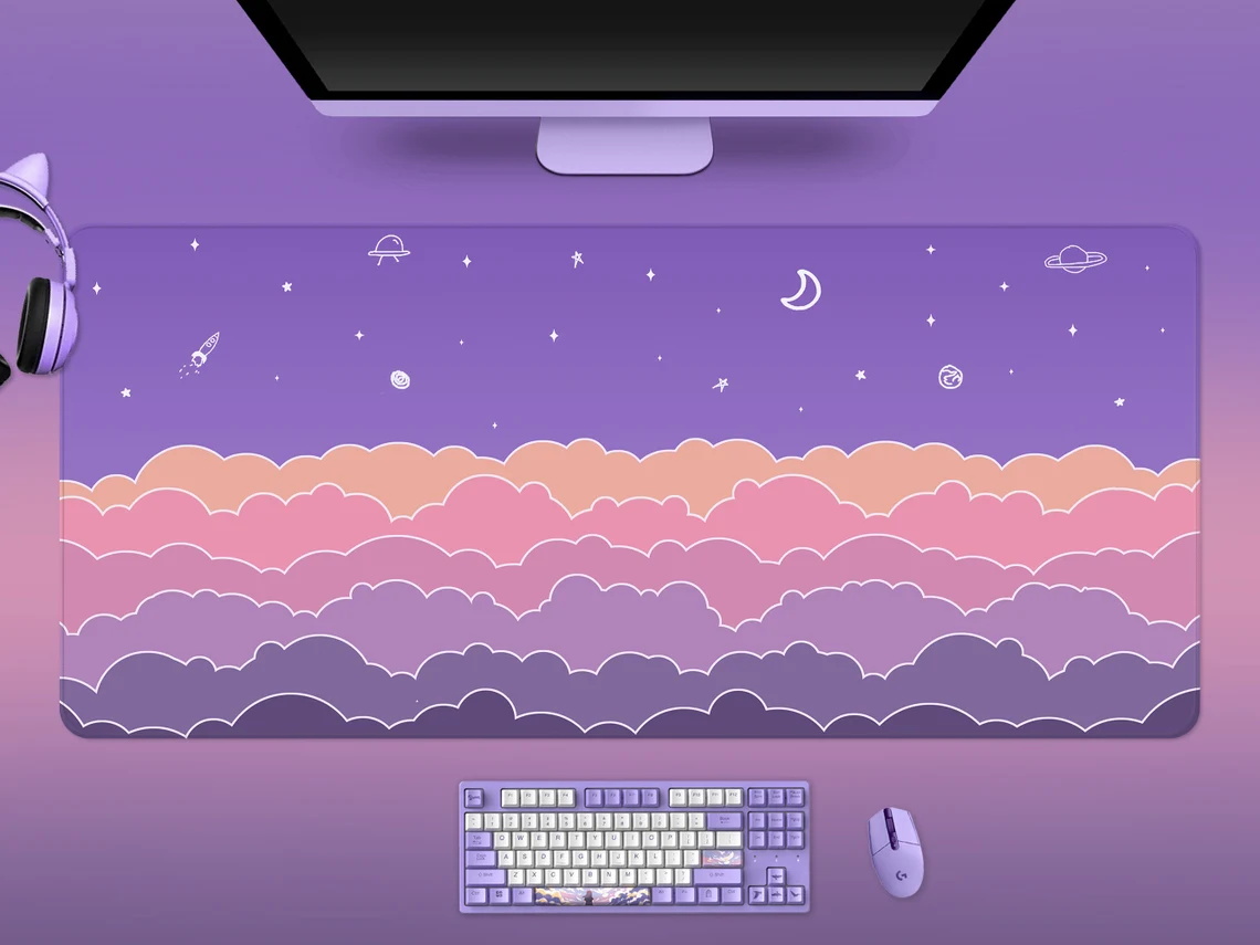 Kawaii Deskmat purple Cute Mou - Tradescantia Purple ulasan dan harga