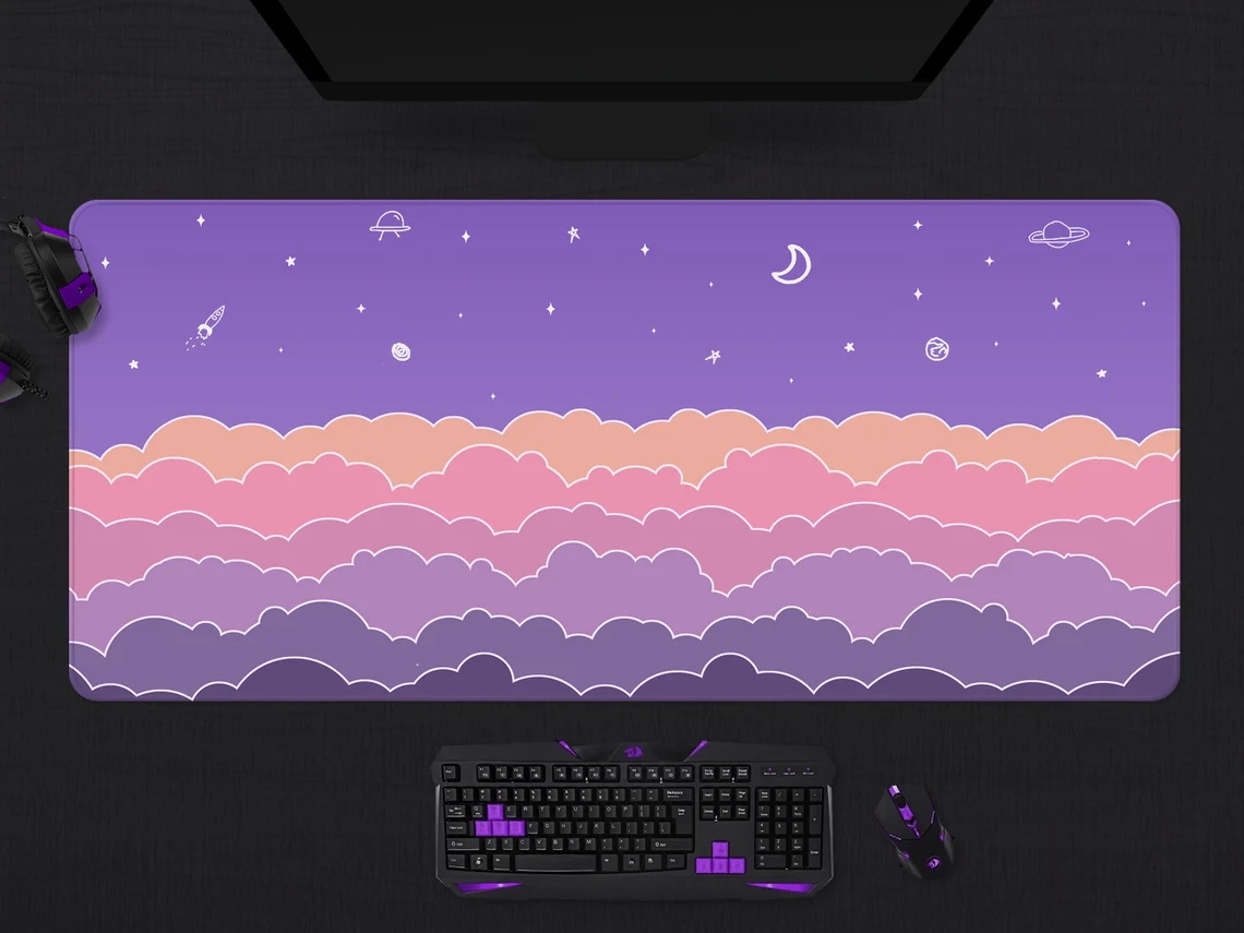 Kawaii Deskmat purple Cute Mou - Tradescantia Purple ulasan dan harga